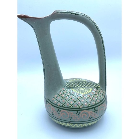 Mexican Barlow Signed Hand Painted Long Necked Pitcher. - Picture 1 of 8